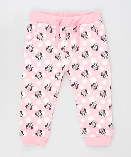 Calca-Infantil-Minnie-Estampada-de-Poa-em-Moletom-Felpado-Rosa-9839871-Rosa_1