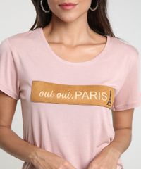 Blusa-Feminina--Paris--com-Suede-Manga-Curta-Decote-Redondo-Rose-9045820-Rose_1_4