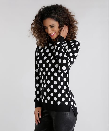 Sueter-em-Jacquard-Estampado-de-Poa-Preto-8481593-Preto_1
