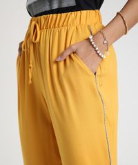 Calca-Feminina-Jogger-Cintura-Alta-com-Vivo-em-Lurex--Mostarda-9903819-Mostarda_4