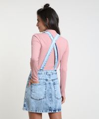 Salopete Jeans Feminina com Botões Costas