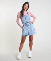 Salopete Jeans Feminina com Botões
