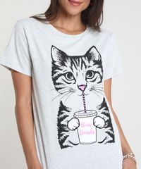 Blusa-Feminina-Gatinho--Bons-Drinks--Manga-Curta-Decote-Redondo-Cinza-Mescla-Claro-9932993-Cinza_Mescla_Claro_4