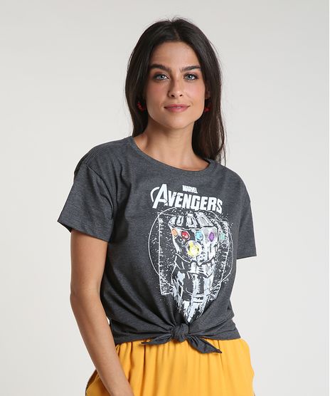 Blusa-Feminina-Manopla-do-Infinito-Os-Vingadores-com-No-Manga-Curta-Decote-Redondo-Cinza-Mescla-Escuro-9878851-Cinza_Mescla_Escuro_1