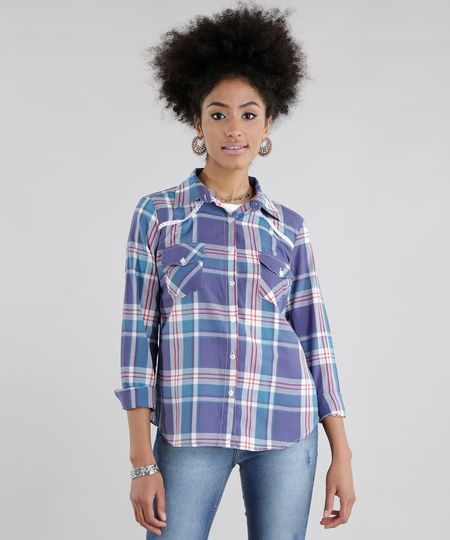 Camisa-Xadrez-com-Renda-Azul-8640113-Azul_1 Camisa-Xadrez-com-Renda-Azul-8640113-Azul_1