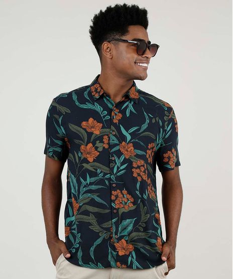 Camisa-Masculina-BBB-Tradicional-Estampada-Floral-Manga-Curta-Azul-Escuro-9893142-Azul_Escuro_1