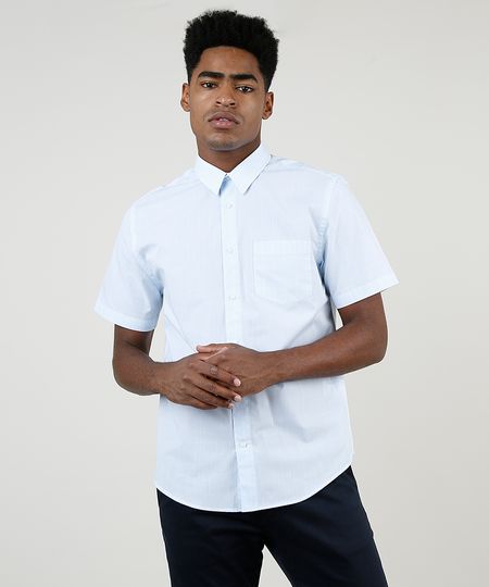 Camisa-Masculina-Comfort-Estampada-Xadrez-com-Bolso-Manga-Curta-Azul-Claro-9831773-Azul_Claro_1