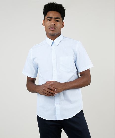 Camisa-Masculina-Comfort-Estampada-Xadrez-com-Bolso-Manga-Curta-Azul-Claro-9831773-Azul_Claro_1
