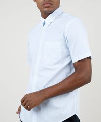 Camisa-Masculina-Comfort-Estampada-Xadrez-com-Bolso-Manga-Curta-Azul-Claro-9831773-Azul_Claro_4