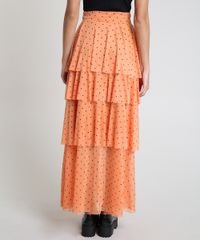 Saia-Feminina-Mindset-Longa-Estampada-de-Poa-em-Camadas-Laranja-9947933-Laranja_2
