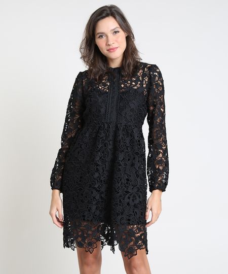 Vestido-Feminino-Mindset-Curto-em-Renda-Guipir-Manga-Longa-Preto-9655204-Preto_1