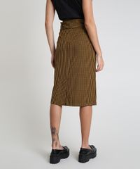 Saia-Lapis-Feminina-Mindset-Midi-Estampada-Xadrez-com-Bolsos-e-Cinto-Amarela-9948288-Amarelo_2
