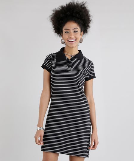 Vestido-Polo-Listrado-Preto-8641406-Preto_1 Vestido-Polo-Listrado-Preto-8641406-Preto_1