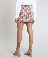 Saia-Feminina-Mindset-BBB-Curta-Estampada-Floral-em-Jacquard-Bege-Claro-9655186-Bege_Claro_2