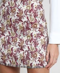 Saia-Feminina-Mindset-BBB-Curta-Estampada-Floral-em-Jacquard-Bege-Claro-9655186-Bege_Claro_4