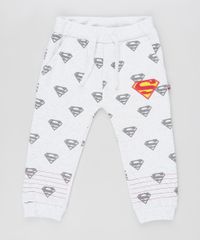 Calca-Infantil-Super-Homem-Estampada-em-Moletom-com-Bolsos-Cinza-Mescla-9833112-Cinza_Mescla_1