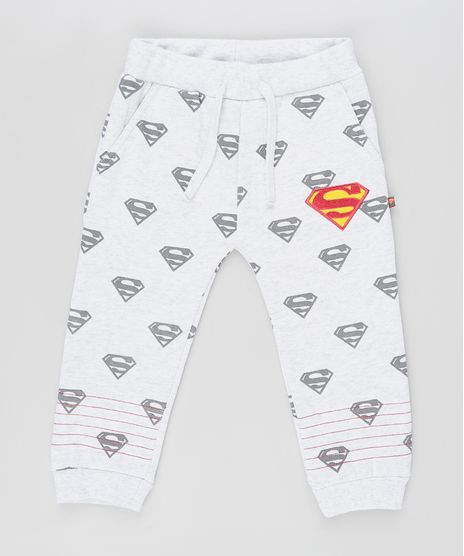Calca-Infantil-Super-Homem-Estampada-em-Moletom-com-Bolsos-Cinza-Mescla-9833112-Cinza_Mescla_1
