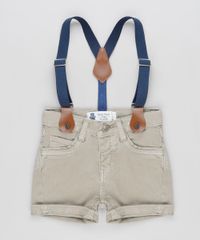 Bermuda-de-Sarja-Infantil-Reta-com-Suspensorio-e-Bolsos-Kaki-9891696-Kaki_1