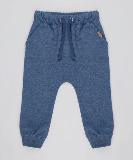 Calça Infantil Saruel em Moletom com Bolsos Azul Escuro - 3 Menor preço em Calça Infantil Saruel em Moletom com Bolsos Azul Escuro - 3
