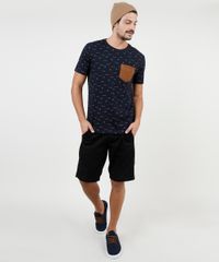 Camiseta-Masculina-Estampada-de-Flechas-com-Bolso-em-Suede-Manga-Curta-Gola-Careca-Azul-Marinho-9902066-Azul_Marinho_3