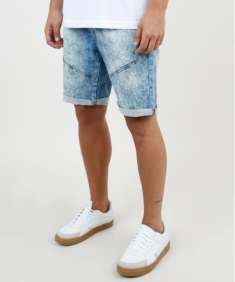 Bermuda-Jeans-Masculina-Slim-com-Recortes-e-Barra-Dobrada-Azul-Medio-9860116-Azul_Medio_1
