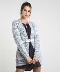 Capa-Feminina-em-Trico-Texturizado-com-Bolsos-Cinza-Mescla-Claro-9813090-Cinza_Mescla_Claro_1