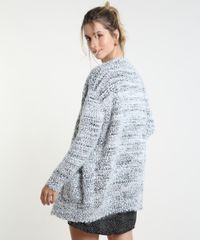 Capa-Feminina-em-Trico-Texturizado-com-Bolsos-Cinza-Mescla-Claro-9813090-Cinza_Mescla_Claro_2