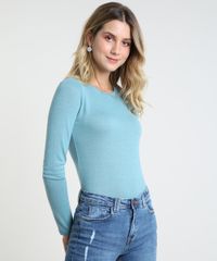 Sueter-Feminino-Basico-em-Trico-Decote-Redondo-Verde-9780351-Verde_1
