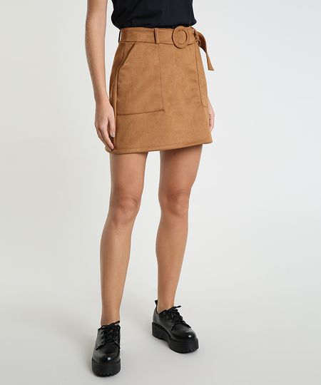 Saia-Feminina-Curta-em-Suede-com-Bolsos-e-Cinto-Caramelo-9904090-Caramelo_1 Saia-Feminina-Curta-em-Suede-com-Bolsos-e-Cinto-Caramelo-9904090-Caramelo_1