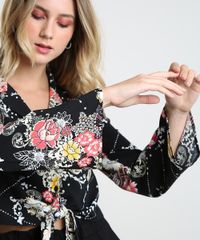 Camisa-Feminina-Estampada-Floral-com-No-Manga-Longa-Preta-9819273-Preto_4