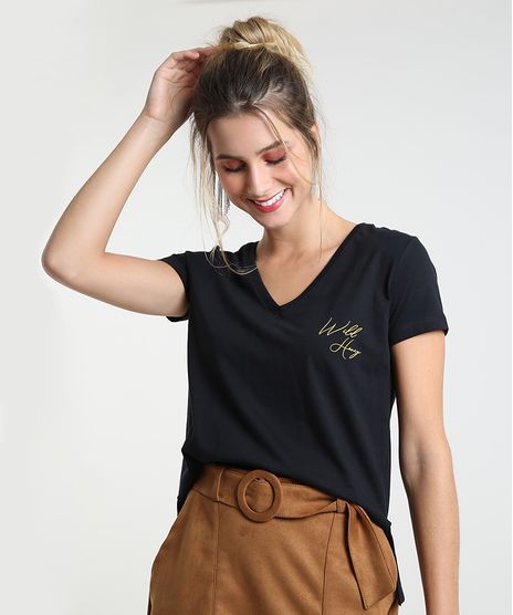 Blusa-Feminina--Wild-Honey--Manga-Curta-Decote-V-Preto-9941689-Preto_1