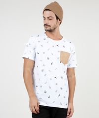 Camiseta-Masculina-Estampada-com-Bolso-em-Suede-Manga-Curta-Gola-Careca-Branca-9756433-Branco_1