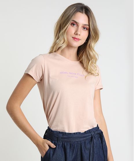 Blusa-Feminina--Calma-deixa-fluir---Manga-Curta-Decote-Redondo-Bege-9620150-Bege_1