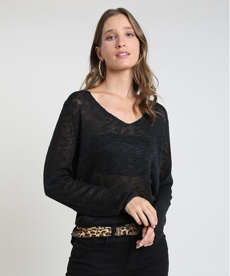 Sueter-Feminino-Amplo-em-Trico-Flame-Decote-V-Preto-9806261-Preto_1