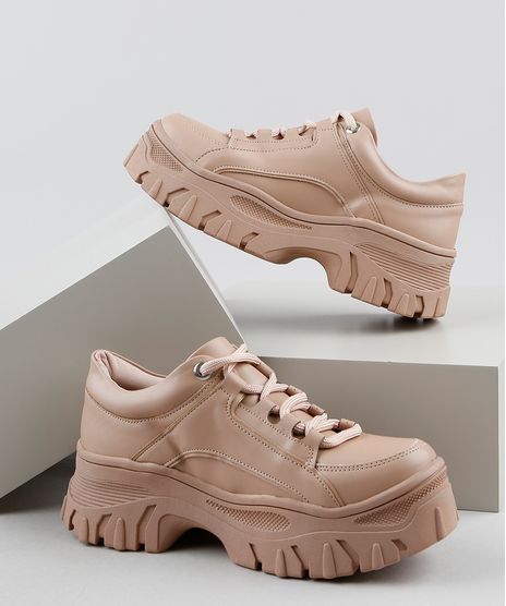 Tenis-Feminino-Oneself-Sneaker-Chunky-com-Recortes-Bege-Escuro-9942434-Bege_Escuro_1