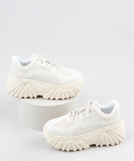 Tenis-Feminino-Oneself-Chunky-Plataforma-com-Recortes-Bege-Claro-9943080-Bege_Claro_1