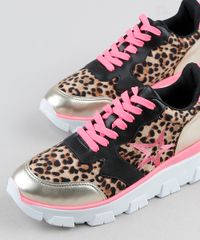 Tenis-Feminino-Oneself-Sneaker-Chunky-Estampado-Animal-Print-Onca-com-Recortes--Bege-9943066-Bege_3