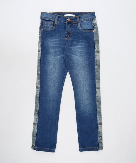 Calca-Jeans-Infantil-com-Faixa-Camuflada-e-Bolsos-Azul-Escuro-9886335-Azul_Escuro_1