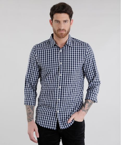 Camisa-Slim-Xadrez-em-Algodao---Sustentavel-Azul-Marinho-8454877-Azul_Marinho_1
