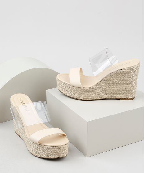 Tamanco-Feminino-Oneself-Anabela-Alta-com-Corda-e-Transparencia-Bege-Claro-9945203-Bege_Claro_1