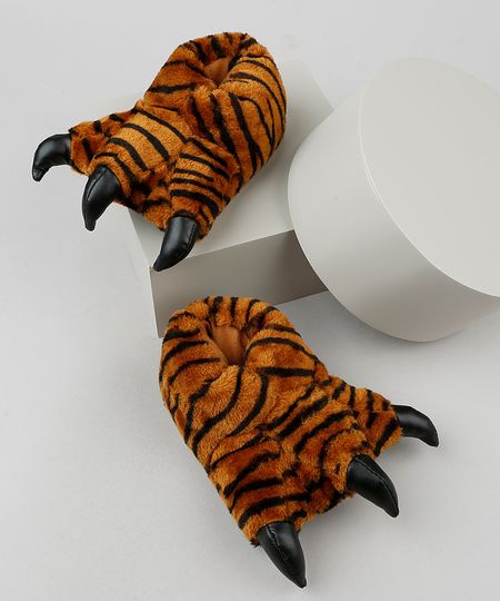 Pantufa-Infantil-Palomino-Pata-de-Tigre-em-Pelucia-Caramelo-9855772-Caramelo_1