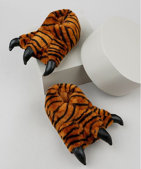 Pantufa-Infantil-Palomino-Pata-de-Tigre-em-Pelucia-Caramelo-9855772-Caramelo_1
