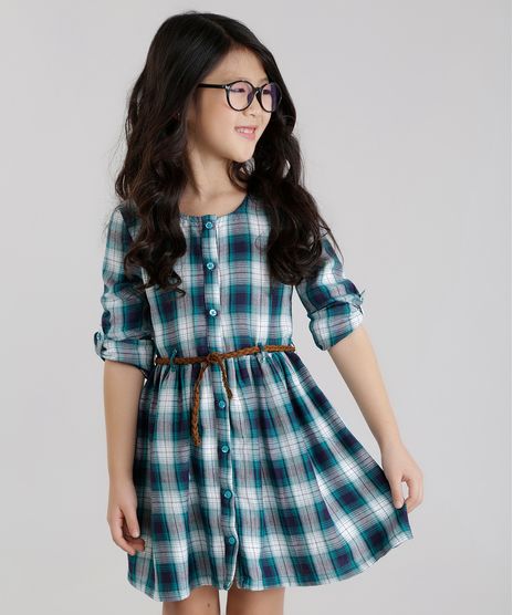 Vestido-Xadrez-com-Cinto-Verde-8443461-Verde_1