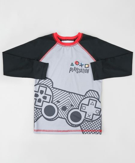 Camiseta-de-Praia-Infantil-PlayStation-Raglan-Manga-Longa-Cinza-9866932-Cinza_1