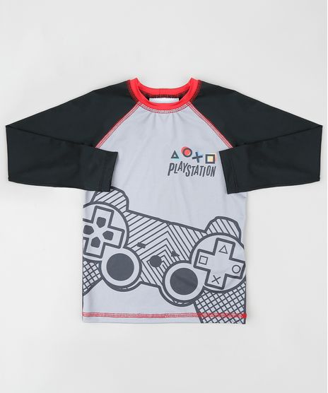 Camiseta-de-Praia-Infantil-PlayStation-Raglan-Manga-Longa-Cinza-9866932-Cinza_1