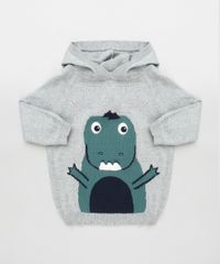 Sueter-Infantil-Dinossauro-em-Trico-com-Capuz-Cinza-9792764-Cinza_1
