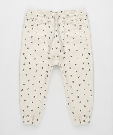 Calca-de-Sarja-Infantil-Estampada-de-Cactos-com-Bolsos-Kaki-9882765-Kaki_1