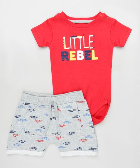 Conjunto-Infantil-de-Body-Manga-Curta-Vermelho---Bermuda-Estampada-de-Carros-em-Moletom-Cinza-Mescla-9858176-Cinza_Mescla_1