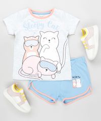 Pijama-Infantil-Gatinhos-Manga-Curta-Cinza-Mescla-Claro-9879738-Cinza_Mescla_Claro_3