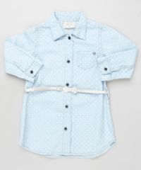 Vestido-Jeans-Infantil-Chemise-Estampado-de-Poa-Manga-Longa-com-Cinto-Azul-Claro-9933309-Azul_Claro_1